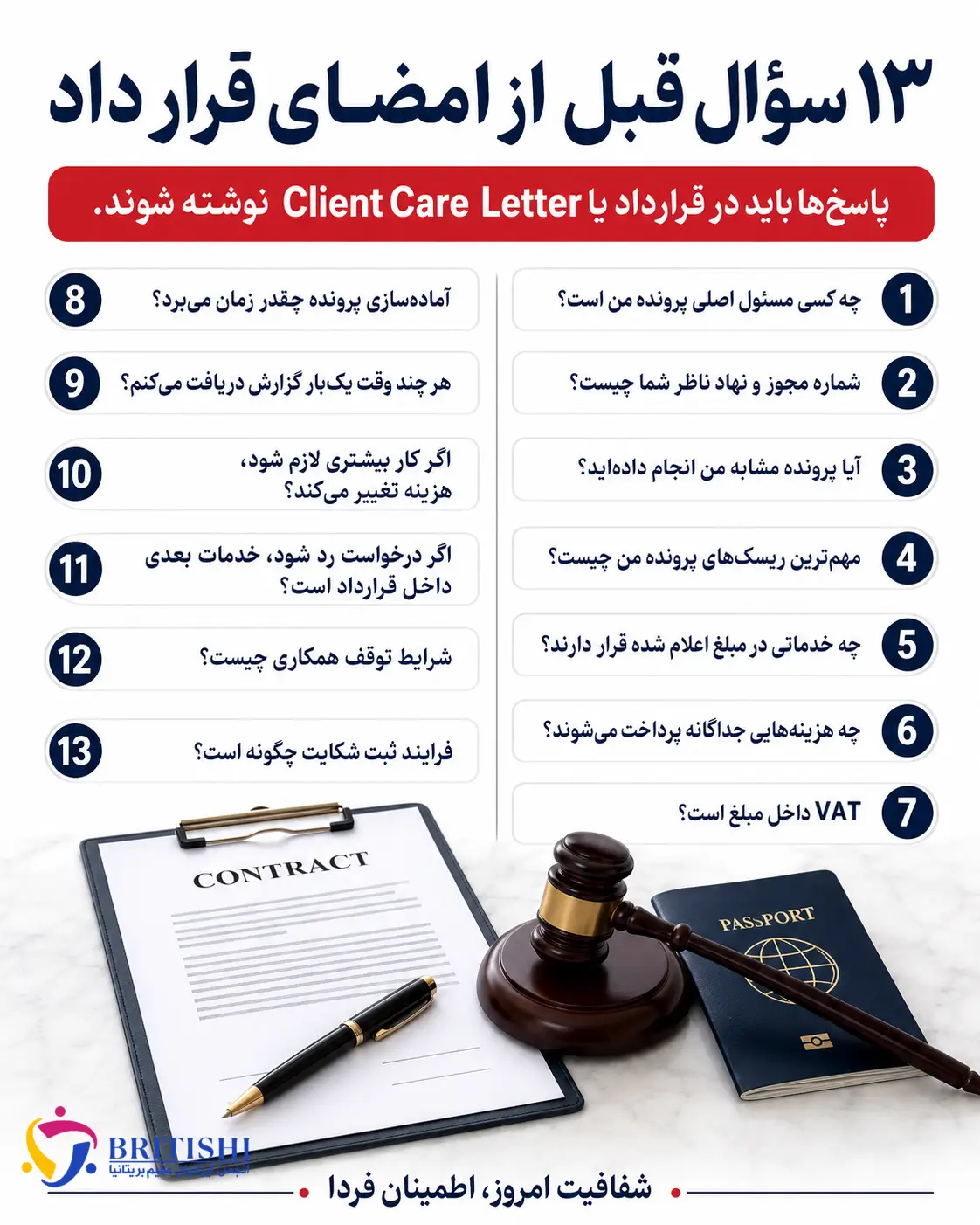 سؤالات مهم قبل از امضای قرارداد با وکیل مهاجرت در انگلیس