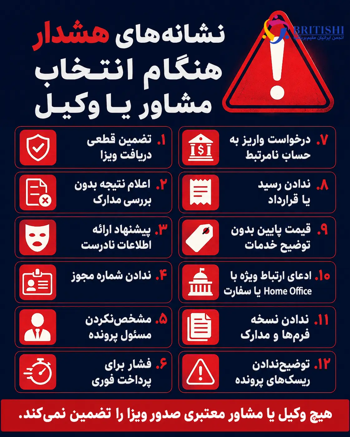 نشانه‌های هشدار هنگام انتخاب وکیل یا مشاور مهاجرت در انگلیس